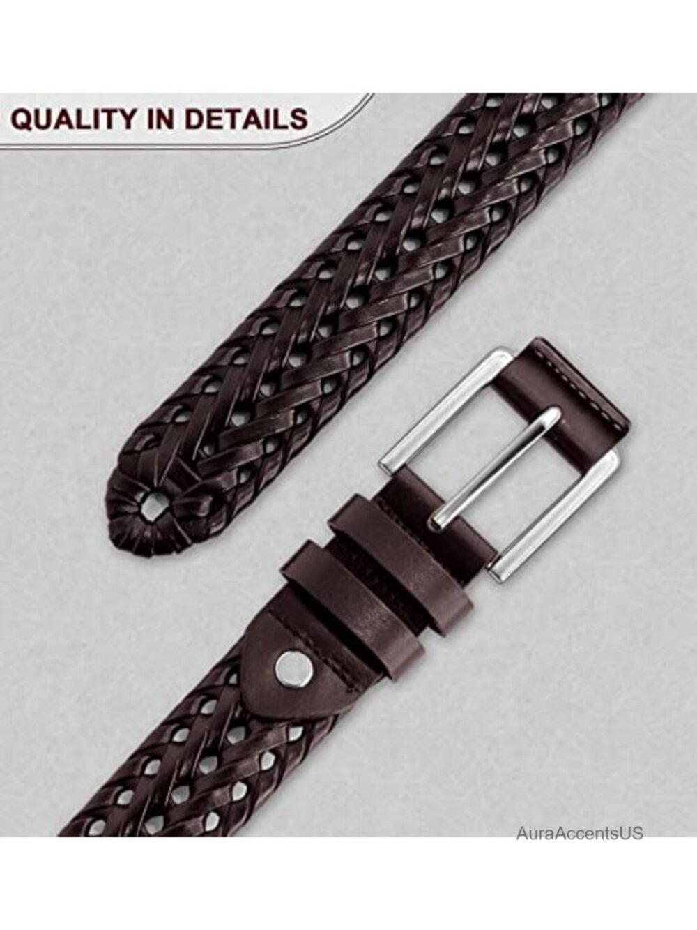 Men's 2-Pack Braided Woven Leather Belts 1 3/8" - Adjustable Golf Casual - Picture 6 of 6